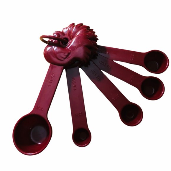 Set 5 Maroon Nesting Chicken Measuring Spoons - Picture 2 of 4